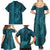 Aloha Hawaii Whale Kakau and Polynesian Tattoo Family Matching Summer Maxi Dress and Hawaiian Shirt Turquoise Color