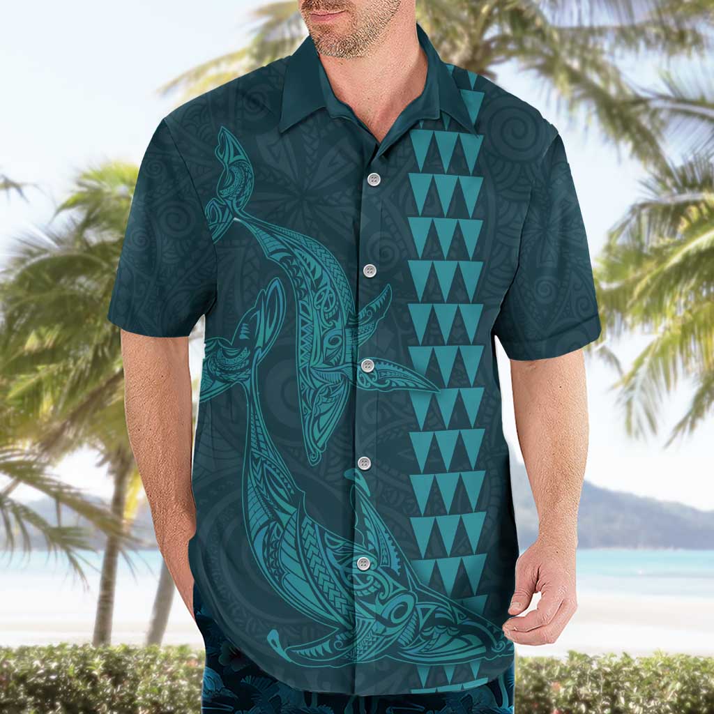 Aloha Hawaii Whale Kakau and Polynesian Tattoo Hawaiian Shirt Turquoise Color LT03 - Polynesian Pride
