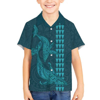 Aloha Hawaii Whale Kakau and Polynesian Tattoo Hawaiian Shirt Turquoise Color LT03 - Polynesian Pride