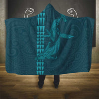 Aloha Hawaii Whale Kakau and Polynesian Tattoo Hooded Blanket Turquoise Color LT03 - Polynesian Pride