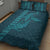 Aloha Hawaii Whale Kakau and Polynesian Tattoo Quilt Bed Set Turquoise Color