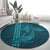 Aloha Hawaii Whale Kakau and Polynesian Tattoo Round Carpet Turquoise Color