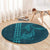 Aloha Hawaii Whale Kakau and Polynesian Tattoo Round Carpet Turquoise Color