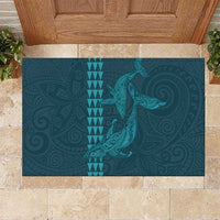 Aloha Hawaii Whale Kakau and Polynesian Tattoo Rubber Doormat Turquoise Color LT03 Turquoise - Polynesian Pride