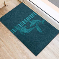 Aloha Hawaii Whale Kakau and Polynesian Tattoo Rubber Doormat Turquoise Color LT03 - Polynesian Pride