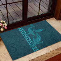 Aloha Hawaii Whale Kakau and Polynesian Tattoo Rubber Doormat Turquoise Color LT03 - Polynesian Pride