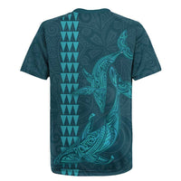 Aloha Hawaii Whale Kakau and Polynesian Tattoo Rugby Jersey Turquoise Color LT03 - Polynesian Pride