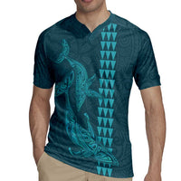 Aloha Hawaii Whale Kakau and Polynesian Tattoo Rugby Jersey Turquoise Color LT03 - Polynesian Pride
