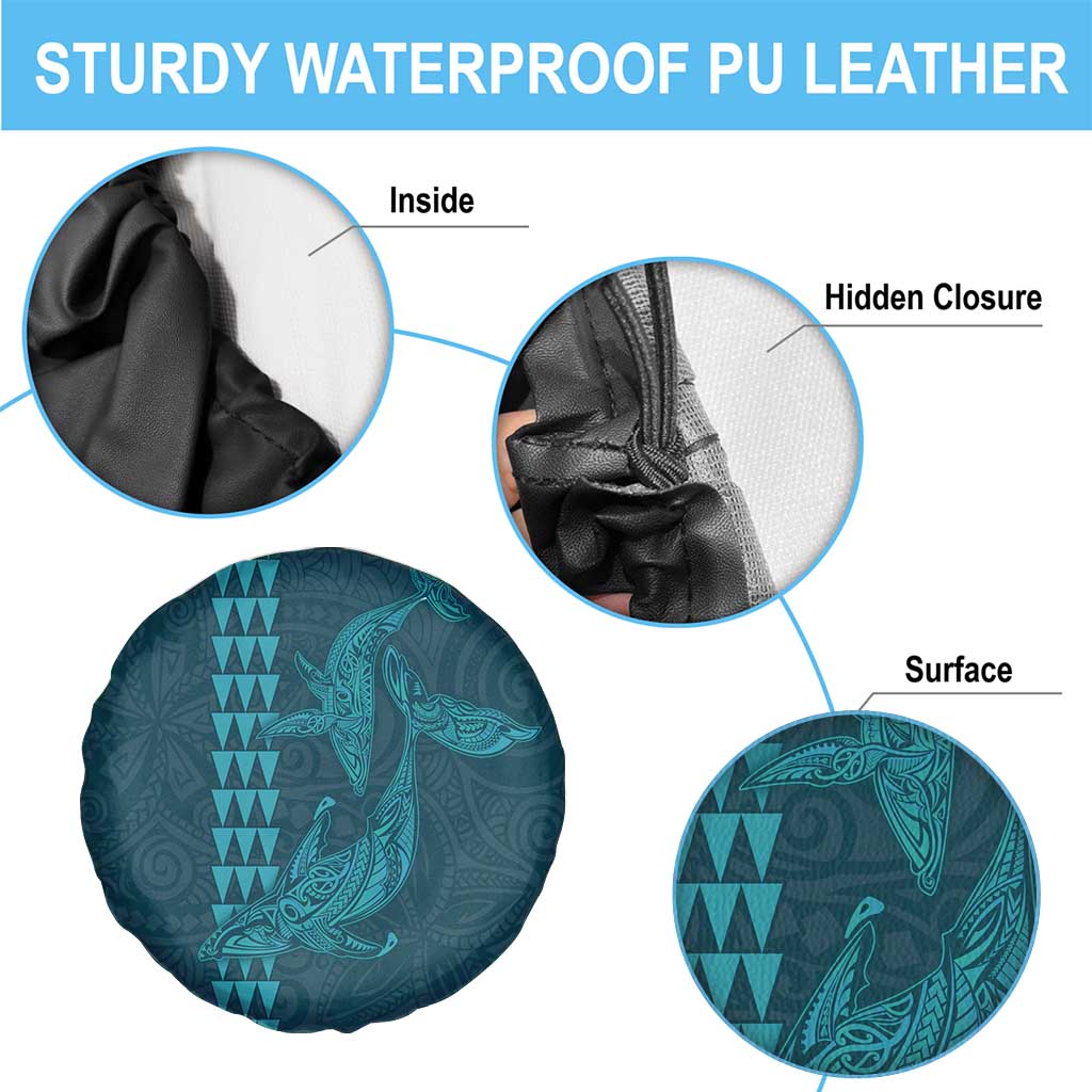 Aloha Hawaii Whale Kakau and Polynesian Tattoo Spare Tire Cover Turquoise Color LT03 - Polynesian Pride