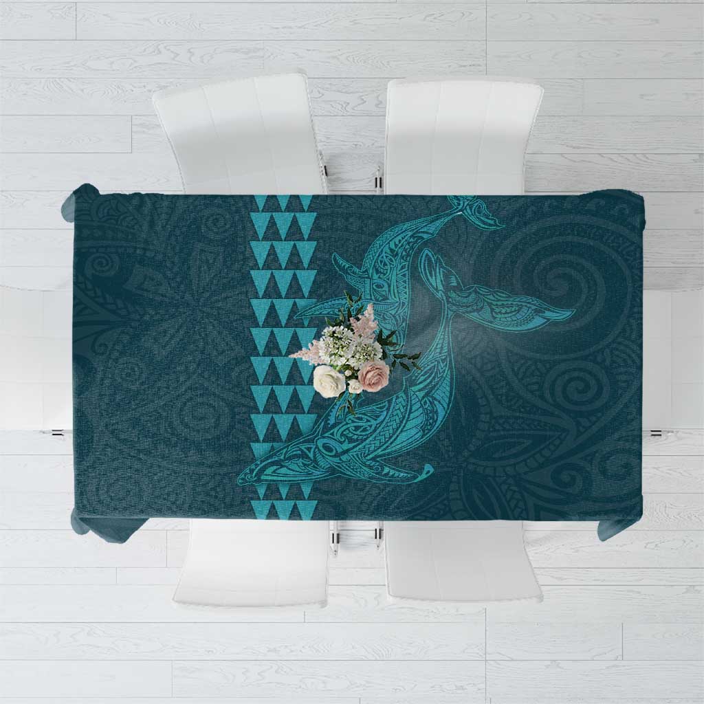 Aloha Hawaii Whale Kakau and Polynesian Tattoo Tablecloth Turquoise Color LT03 Turquoise - Polynesian Pride