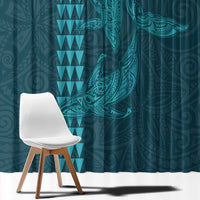 Aloha Hawaii Whale Kakau and Polynesian Tattoo Window Curtain Turquoise Color LT03 - Polynesian Pride