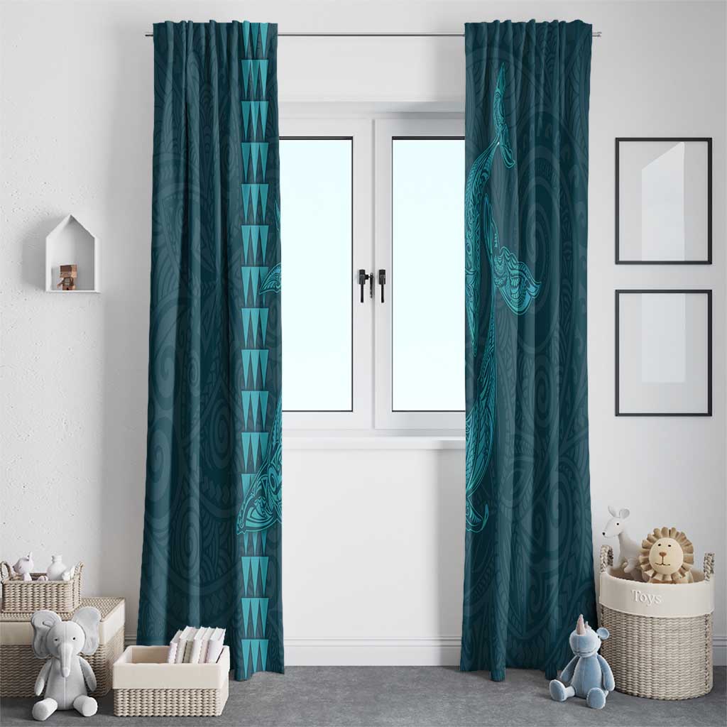 Aloha Hawaii Whale Kakau and Polynesian Tattoo Window Curtain Turquoise Color LT03 - Polynesian Pride