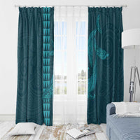 Aloha Hawaii Whale Kakau and Polynesian Tattoo Window Curtain Turquoise Color LT03 - Polynesian Pride