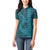 Aloha Hawaii Whale Kakau and Polynesian Tattoo Women Polo Shirt Turquoise Color