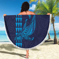 Aloha Hawaii Whale Kakau and Polynesian Tattoo Beach Blanket Dark Navy Color LT03 - Polynesian Pride