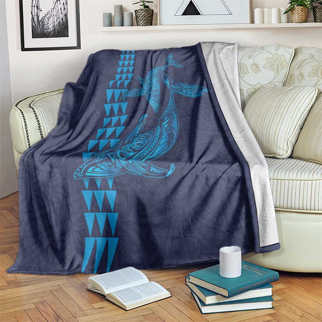Aloha Hawaii Whale Kakau and Polynesian Tattoo Blanket Dark Navy Color LT03 Dark Navy - Polynesian Pride