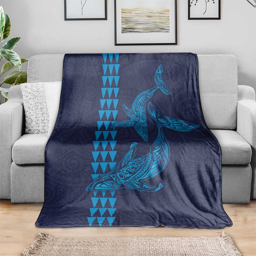 Aloha Hawaii Whale Kakau and Polynesian Tattoo Blanket Dark Navy Color LT03 - Polynesian Pride