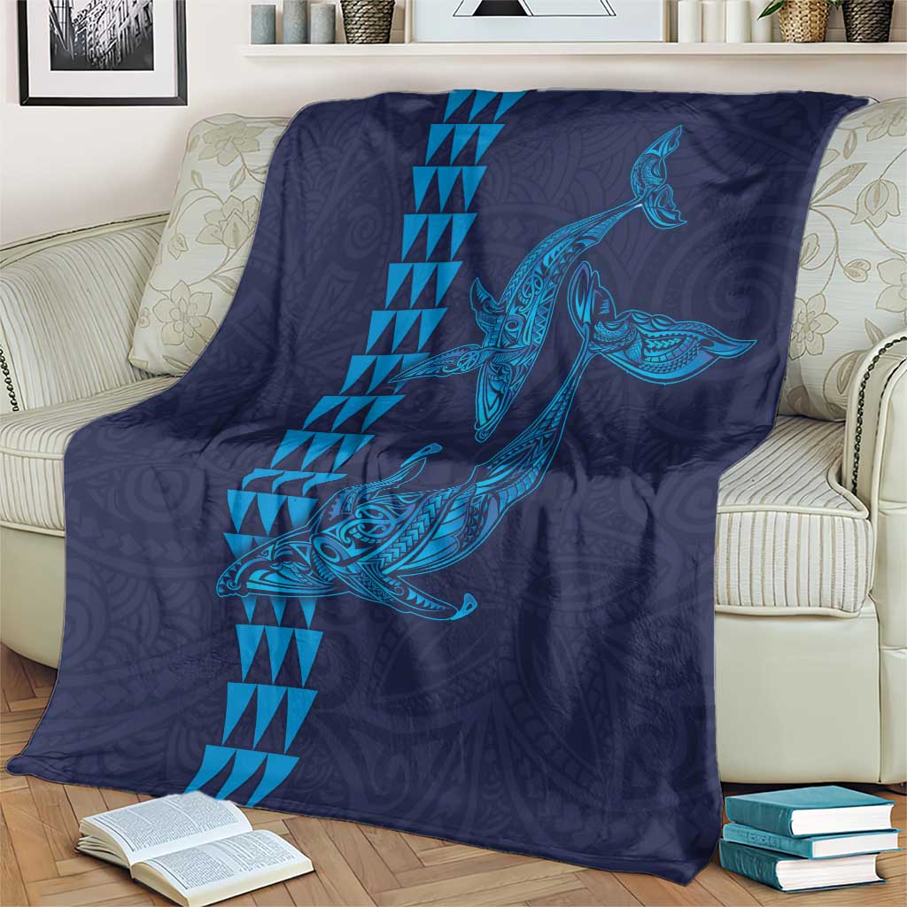 Aloha Hawaii Whale Kakau and Polynesian Tattoo Blanket Dark Navy Color LT03 - Polynesian Pride