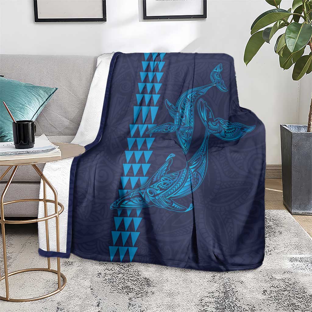 Aloha Hawaii Whale Kakau and Polynesian Tattoo Blanket Dark Navy Color LT03 - Polynesian Pride