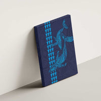 Aloha Hawaii Whale Kakau and Polynesian Tattoo Canvas Wall Art Dark Navy Color LT03 - Polynesian Pride