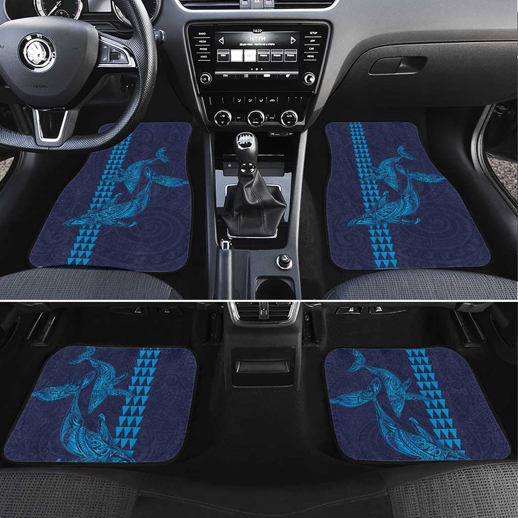 Aloha Hawaii Whale Kakau and Polynesian Tattoo Car Mats Dark Navy Color