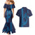 Aloha Hawaii Whale Kakau and Polynesian Tattoo Couples Matching Mermaid Dress and Hawaiian Shirt Dark Navy Color