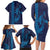 Aloha Hawaii Whale Kakau and Polynesian Tattoo Family Matching Long Sleeve Bodycon Dress and Hawaiian Shirt Dark Navy Color