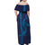 Aloha Hawaii Whale Kakau and Polynesian Tattoo Family Matching Off Shoulder Maxi Dress and Hawaiian Shirt Dark Navy Color