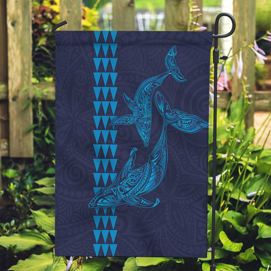 Aloha Hawaii Whale Kakau and Polynesian Tattoo Garden Flag Dark Navy Color LT03 Garden Flag Dark Navy - Polynesian Pride