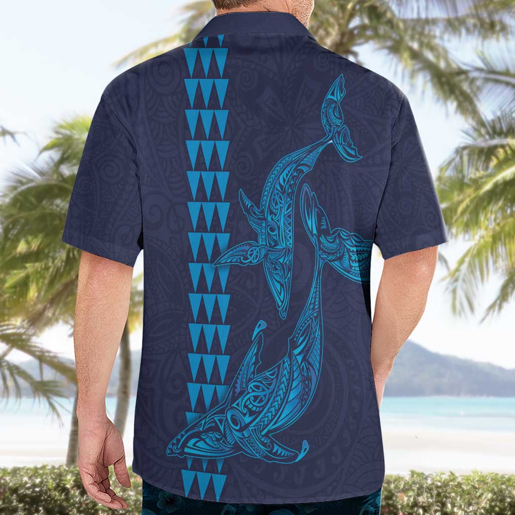 Aloha Hawaii Whale Kakau and Polynesian Tattoo Hawaiian Shirt Dark Navy Color LT03 - Polynesian Pride