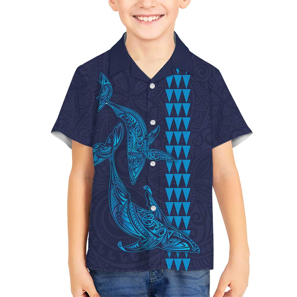Aloha Hawaii Whale Kakau and Polynesian Tattoo Hawaiian Shirt Dark Navy Color LT03 - Polynesian Pride