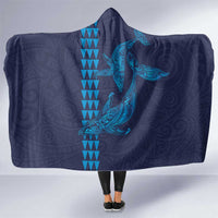 Aloha Hawaii Whale Kakau and Polynesian Tattoo Hooded Blanket Dark Navy Color LT03 One Size Dark Navy - Polynesian Pride
