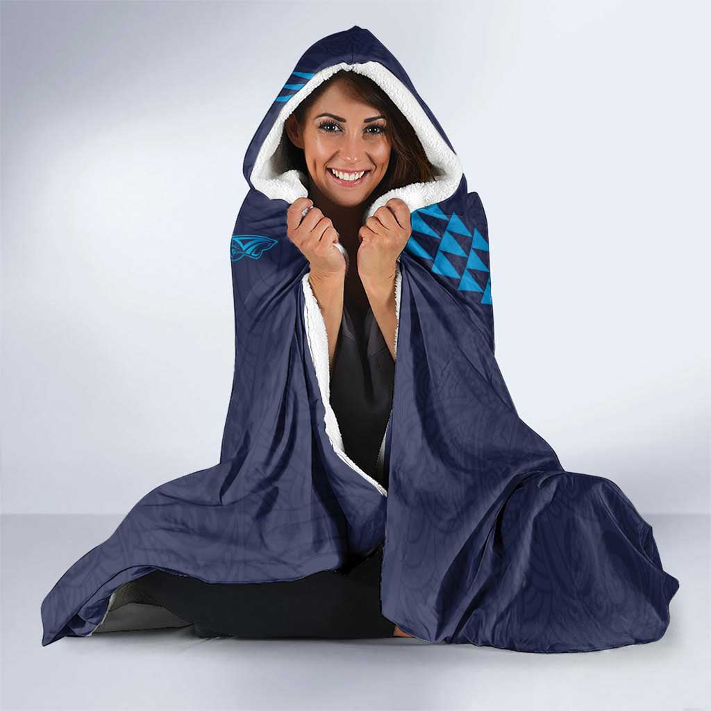 Aloha Hawaii Whale Kakau and Polynesian Tattoo Hooded Blanket Dark Navy Color LT03 - Polynesian Pride
