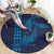 Aloha Hawaii Whale Kakau and Polynesian Tattoo Round Carpet Dark Navy Color