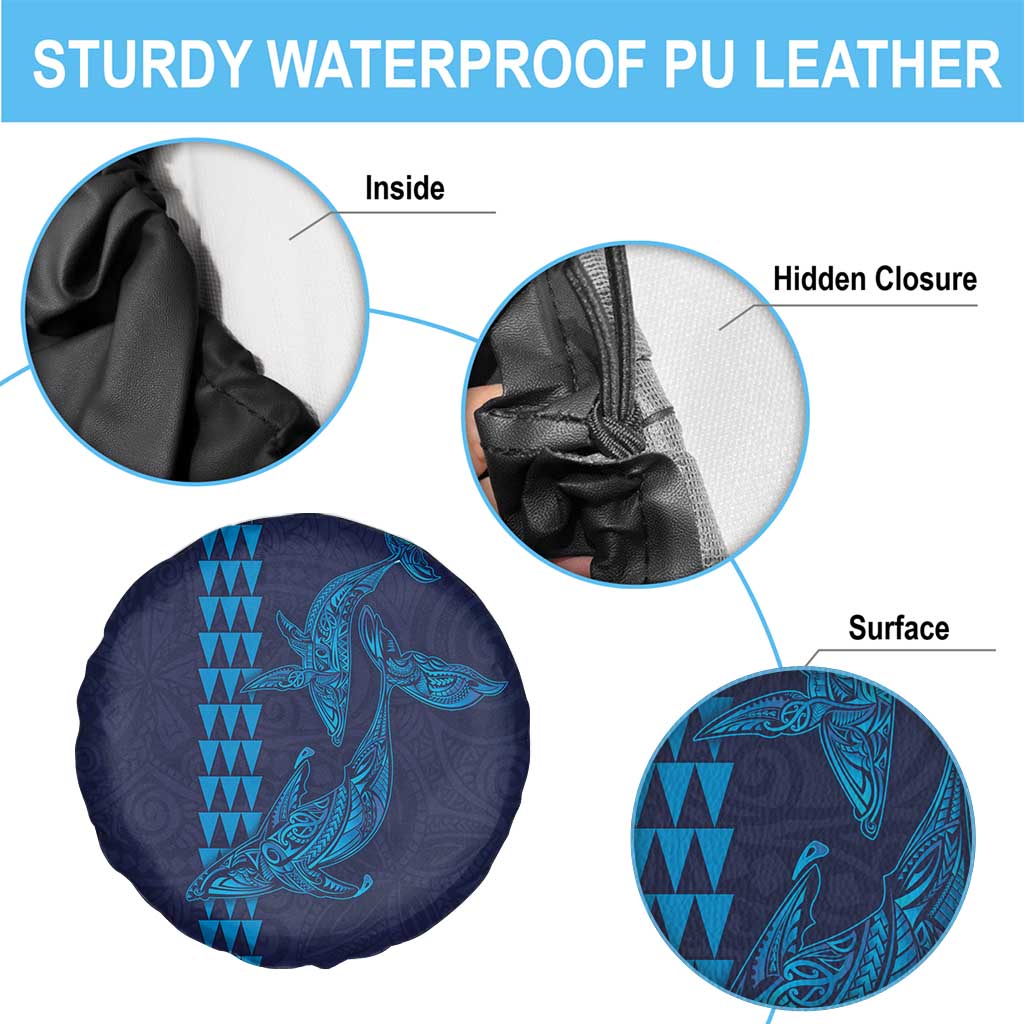 Aloha Hawaii Whale Kakau and Polynesian Tattoo Spare Tire Cover Dark Navy Color LT03 - Polynesian Pride