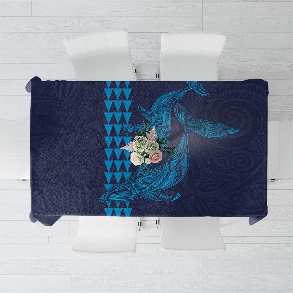 Aloha Hawaii Whale Kakau and Polynesian Tattoo Tablecloth Dark Navy Color LT03 Dark Navy - Polynesian Pride
