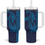 Aloha Hawaii Whale Kakau and Polynesian Tattoo Tumbler With Handle Dark Navy Color