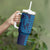 Aloha Hawaii Whale Kakau and Polynesian Tattoo Tumbler With Handle Dark Navy Color