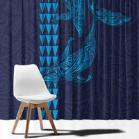 Aloha Hawaii Whale Kakau and Polynesian Tattoo Window Curtain Dark Navy Color LT03 - Polynesian Pride