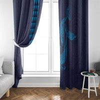 Aloha Hawaii Whale Kakau and Polynesian Tattoo Window Curtain Dark Navy Color LT03 - Polynesian Pride