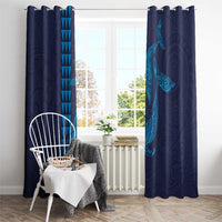 Aloha Hawaii Whale Kakau and Polynesian Tattoo Window Curtain Dark Navy Color LT03 - Polynesian Pride