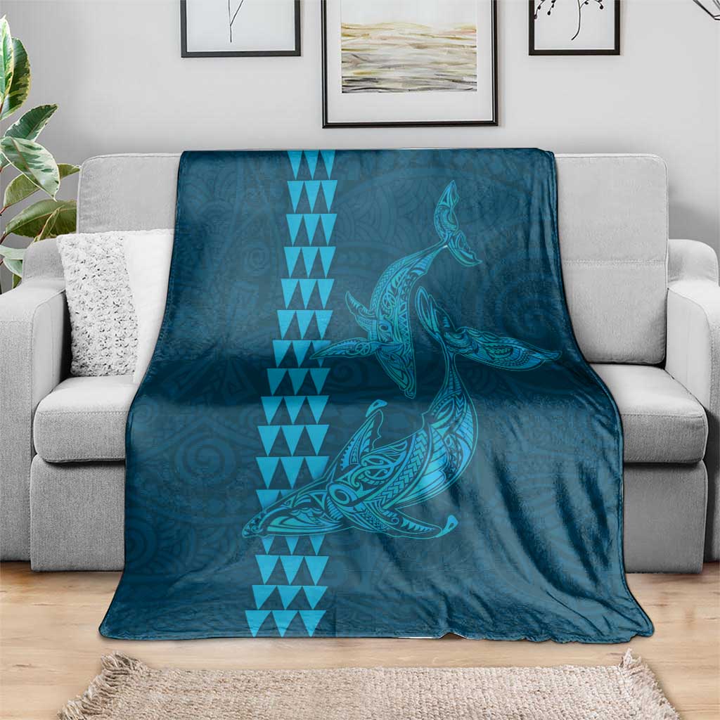 Aloha Hawaii Whale Kakau and Polynesian Tattoo Blanket Light Blue Color LT03 - Polynesian Pride