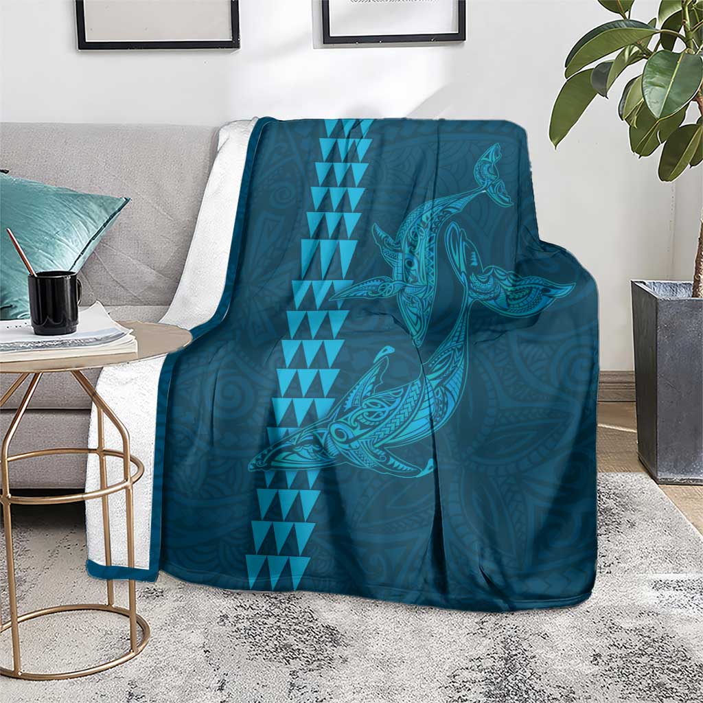 Aloha Hawaii Whale Kakau and Polynesian Tattoo Blanket Light Blue Color LT03 - Polynesian Pride
