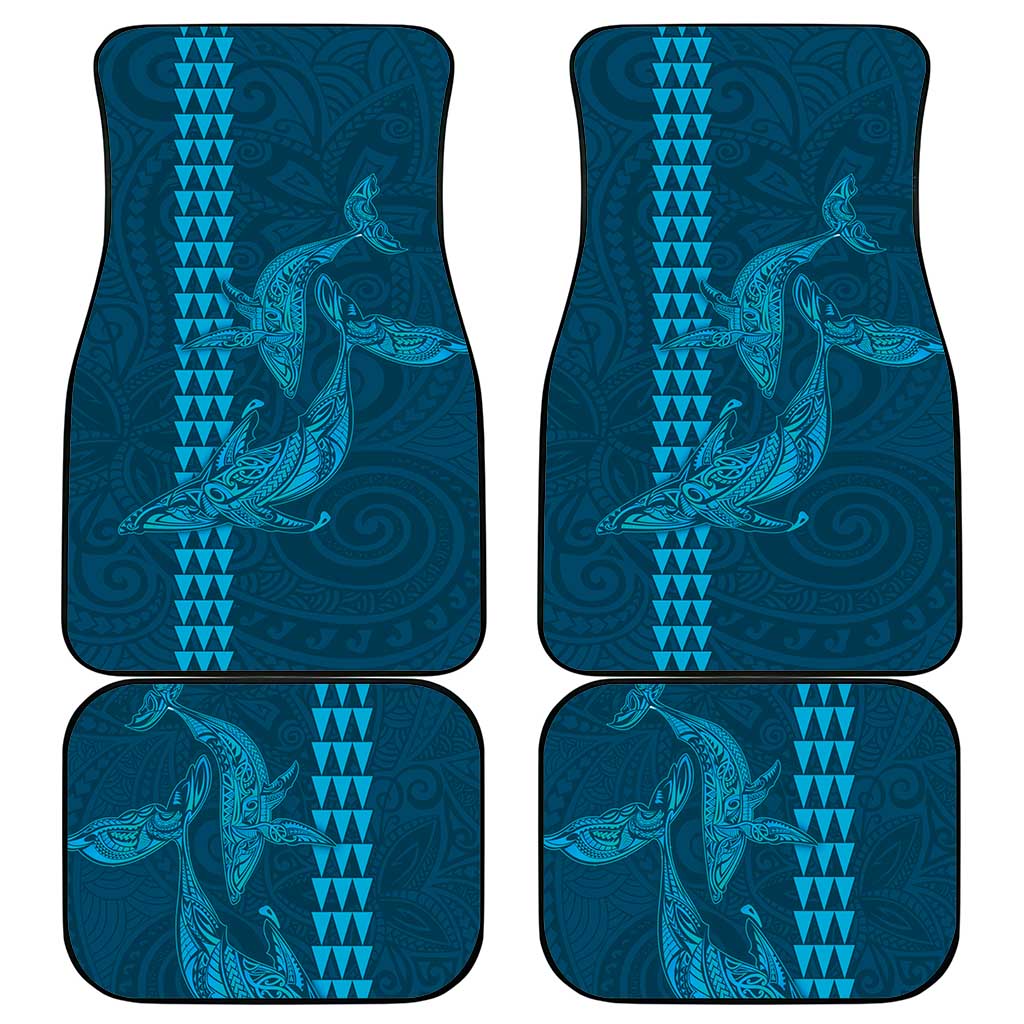 Aloha Hawaii Whale Kakau and Polynesian Tattoo Car Mats Light Blue Color