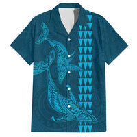 Aloha Hawaii Whale Kakau and Polynesian Tattoo Family Matching Short Sleeve Bodycon Dress and Hawaiian Shirt Light Blue Color