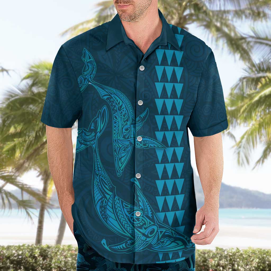 Aloha Hawaii Whale Kakau and Polynesian Tattoo Hawaiian Shirt Light Blue Color LT03 - Polynesian Pride
