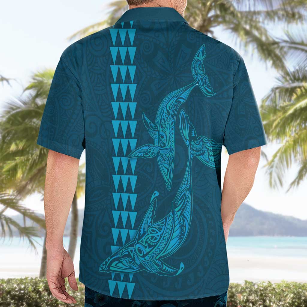 Aloha Hawaii Whale Kakau and Polynesian Tattoo Hawaiian Shirt Light Blue Color LT03 - Polynesian Pride