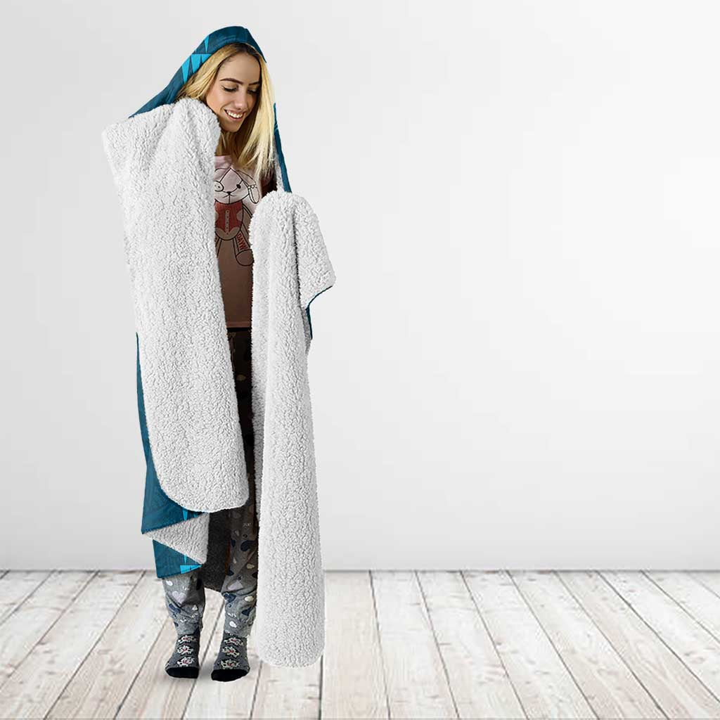 Aloha Hawaii Whale Kakau and Polynesian Tattoo Hooded Blanket Light Blue Color LT03 - Polynesian Pride
