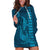 Aloha Hawaii Whale Kakau and Polynesian Tattoo Hoodie Dress Light Blue Color