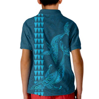 Aloha Hawaii Whale Kakau and Polynesian Tattoo Kid Polo Shirt Light Blue Color